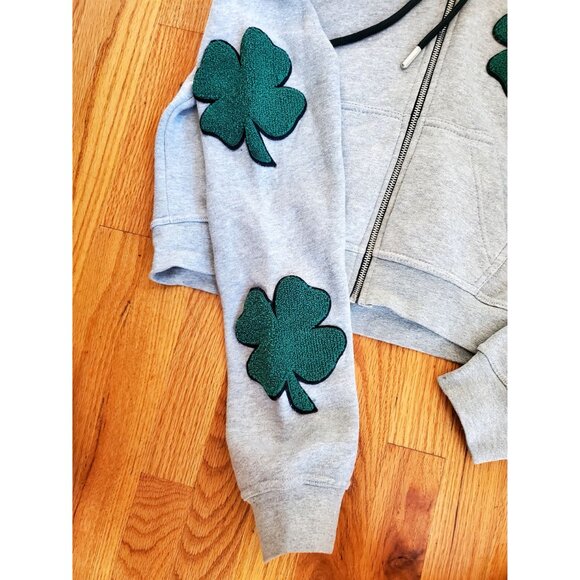 Filthy Wealth Gray Hoodie Green Shamrock Appliqué & "Bae" Script Embroidery XL - Picture 9 of 13